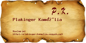 Plakinger Kamélia névjegykártya